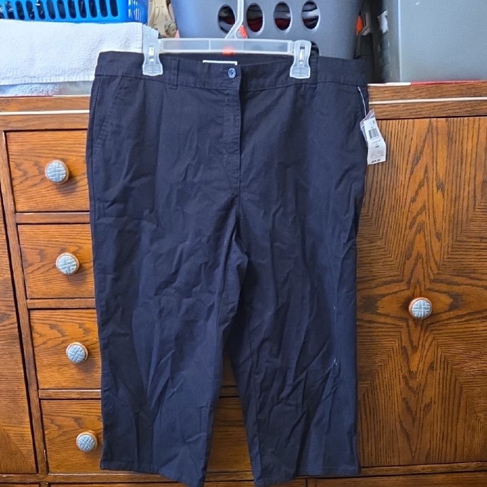 NWT Karen Scott Black Chinos Classic Fitp Sz 16W